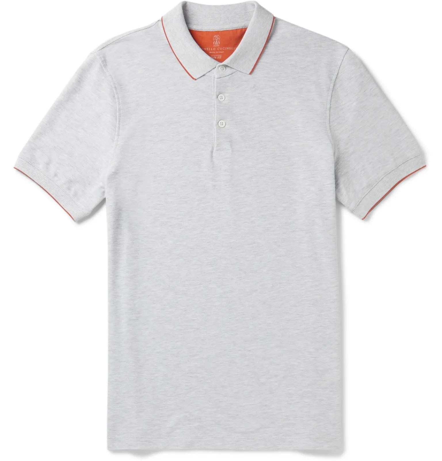 Slim-Fit Contrast-Tipped Mélange Cotton-Piqué Polo Shirt - 1