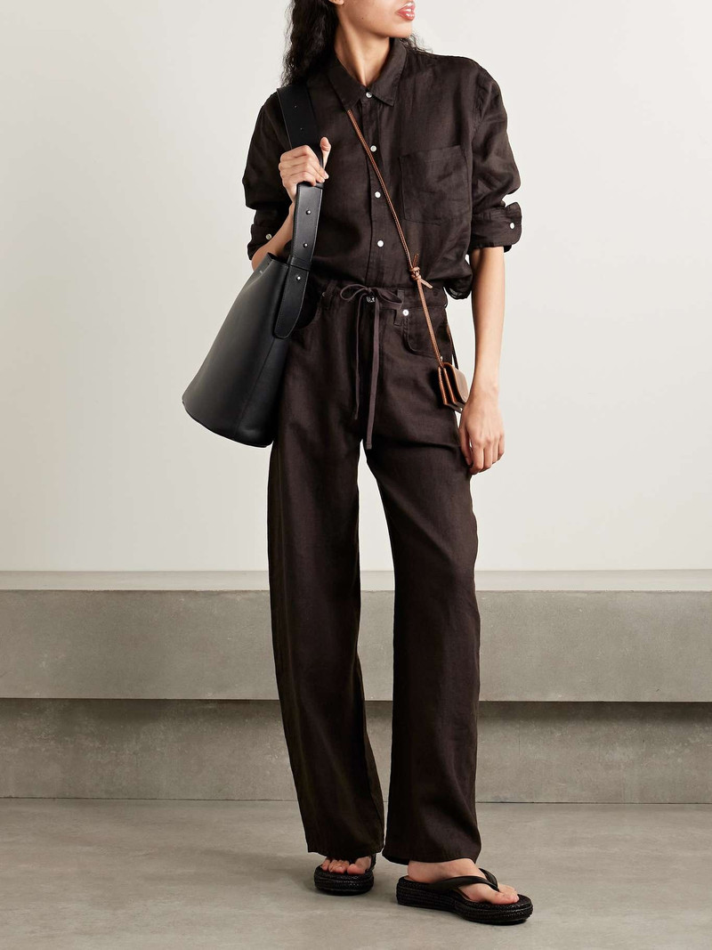 Citizens of Humanity Kayla Shrunken linen shirt Brown outlook