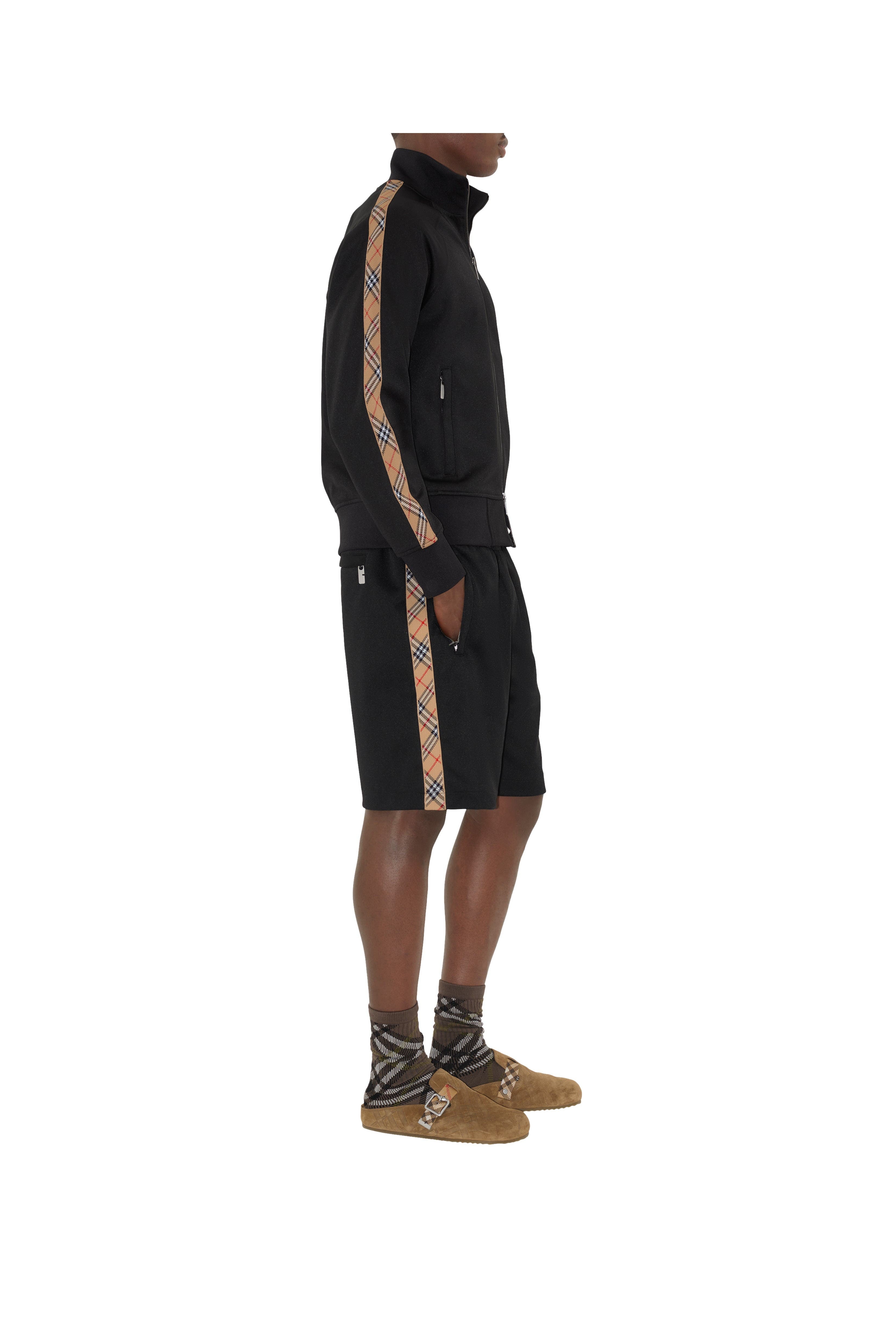 burberry Check Trim Cotton Blend Track Jacket in Black at Nordstrom - 3