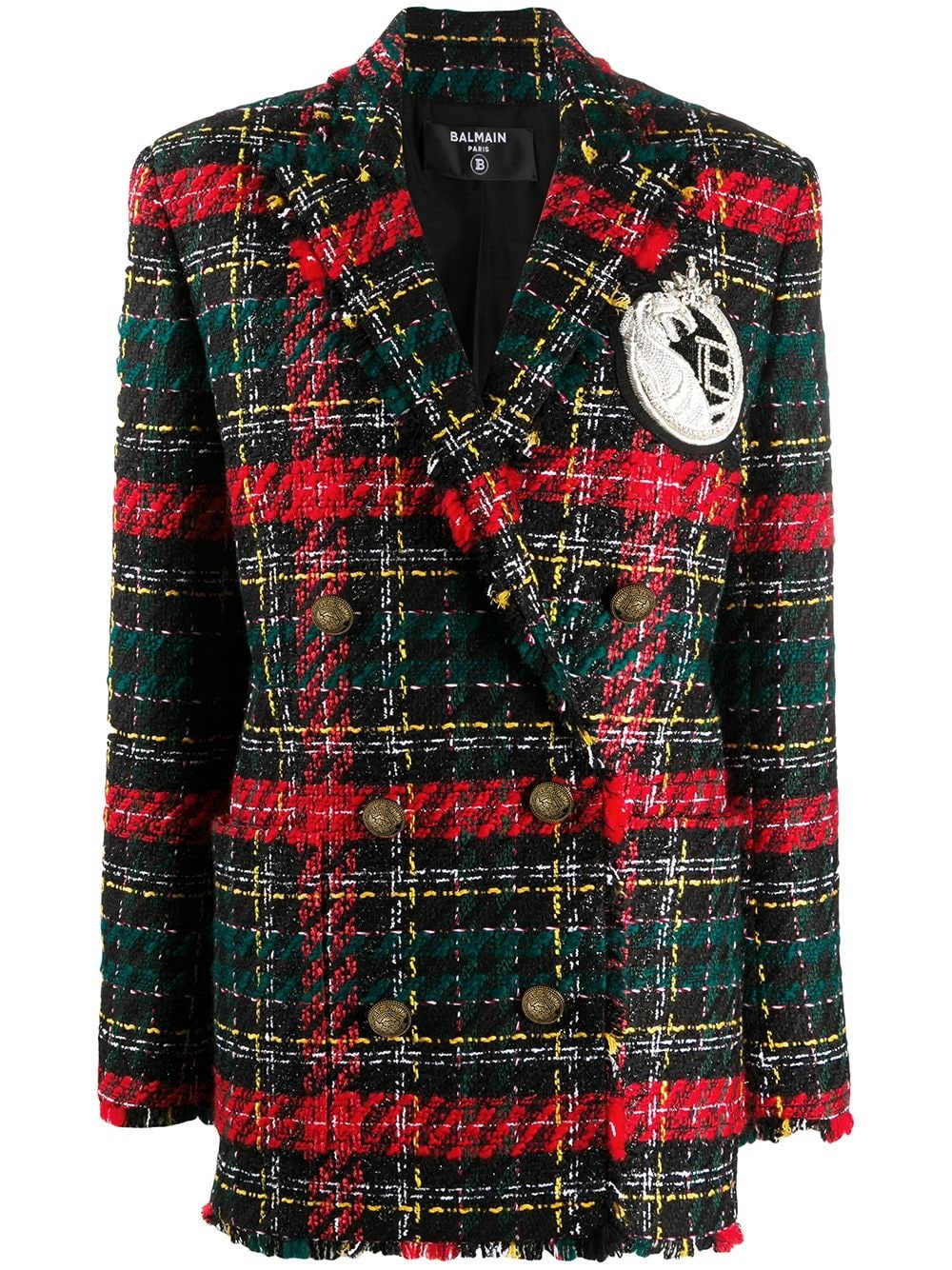 tartan check oversized blazer - 1