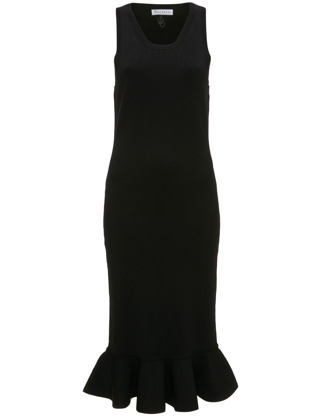 ruffled-trim sleeveless midi dress - 1