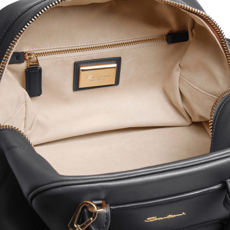 Santoni Black leather handbag outlook