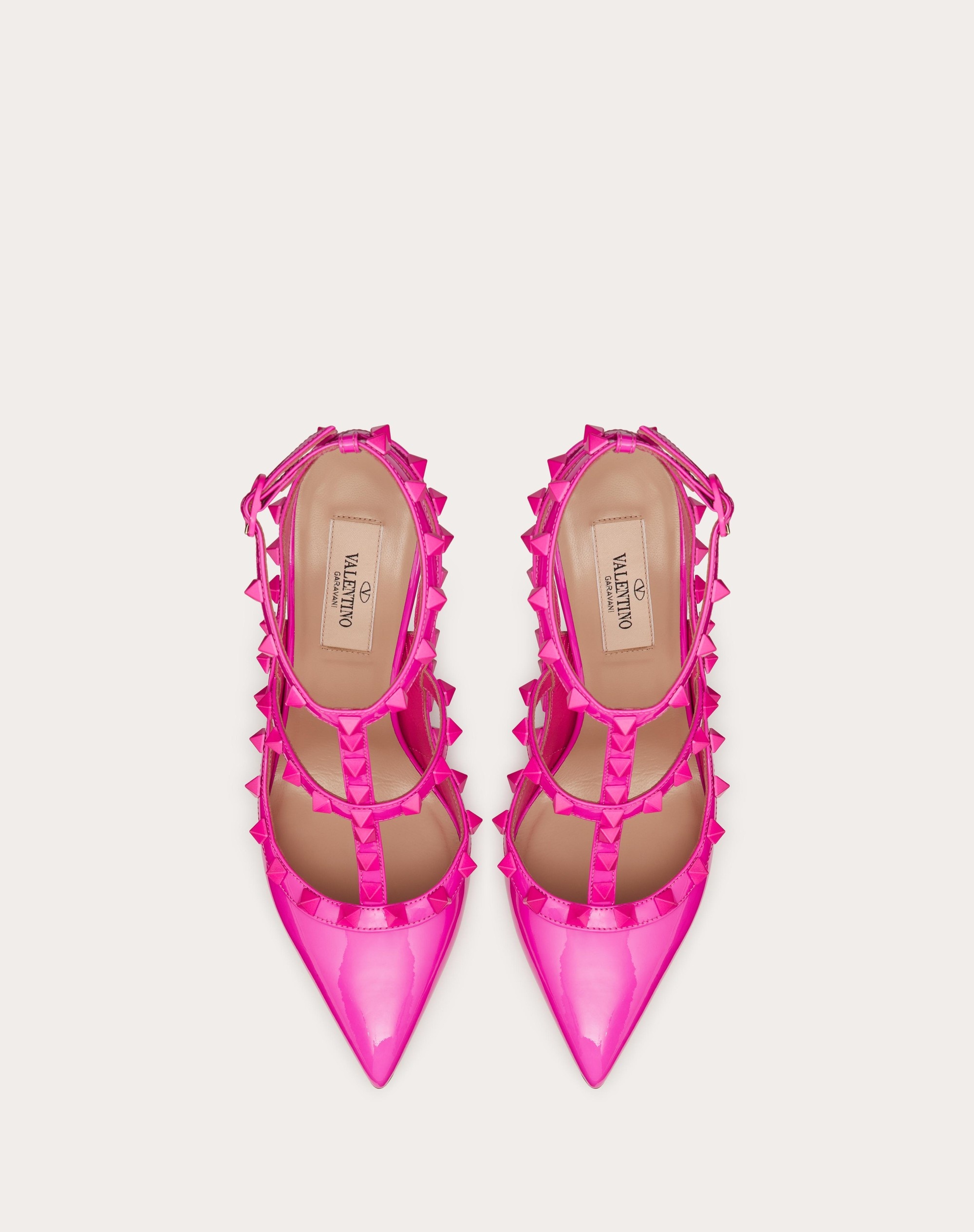 ROCKSTUD ANKLE STRAP PATENT-LEATHER PUMP WITH TONAL STUDS 100 MM - 4