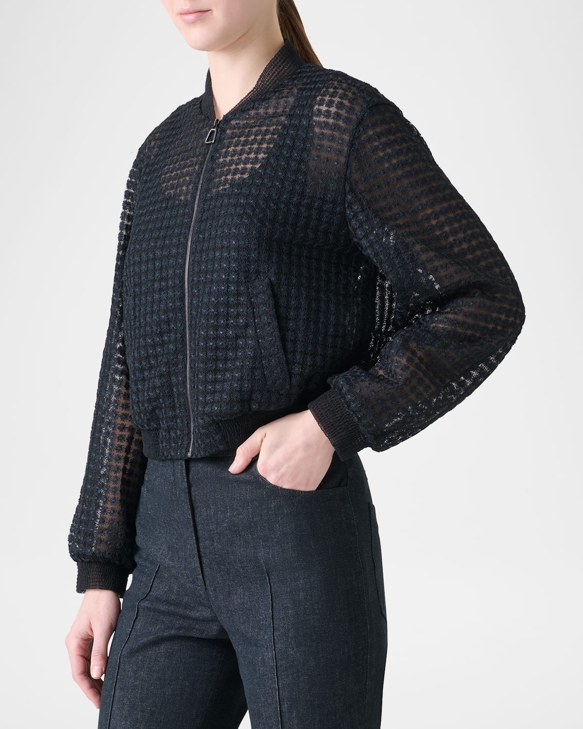 Taide Flower Embroidered Tulle Bomber Jacket - 4