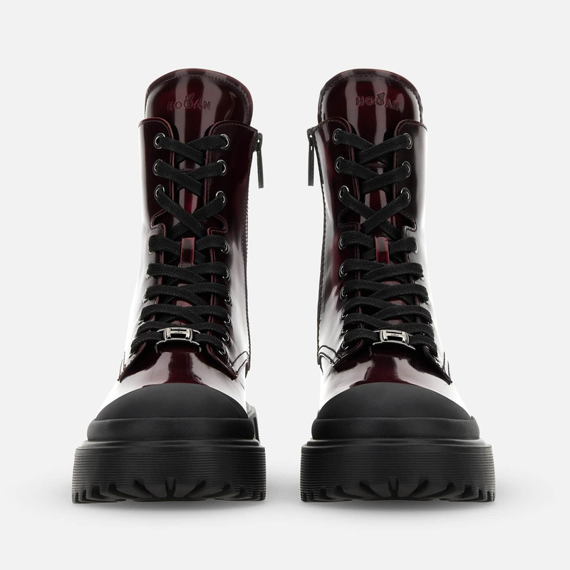 Combat Boots Hogan H619 Burgundy 5