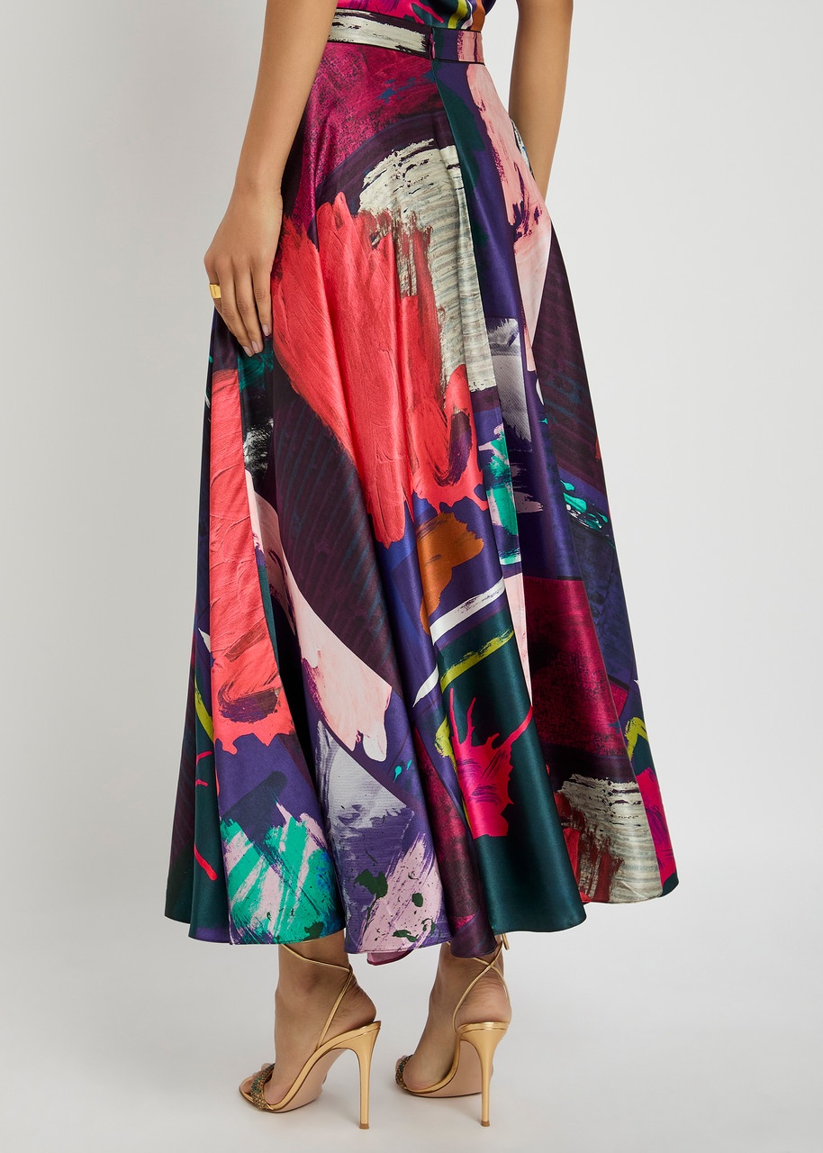 Roksanda Ameera Printed Silk-satin Midi Skirt - 3