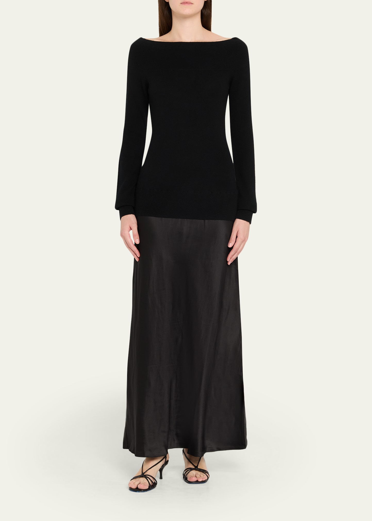 Mixed-Media Off-The-Shoulder Cashmere Monument Midi Dress - 2