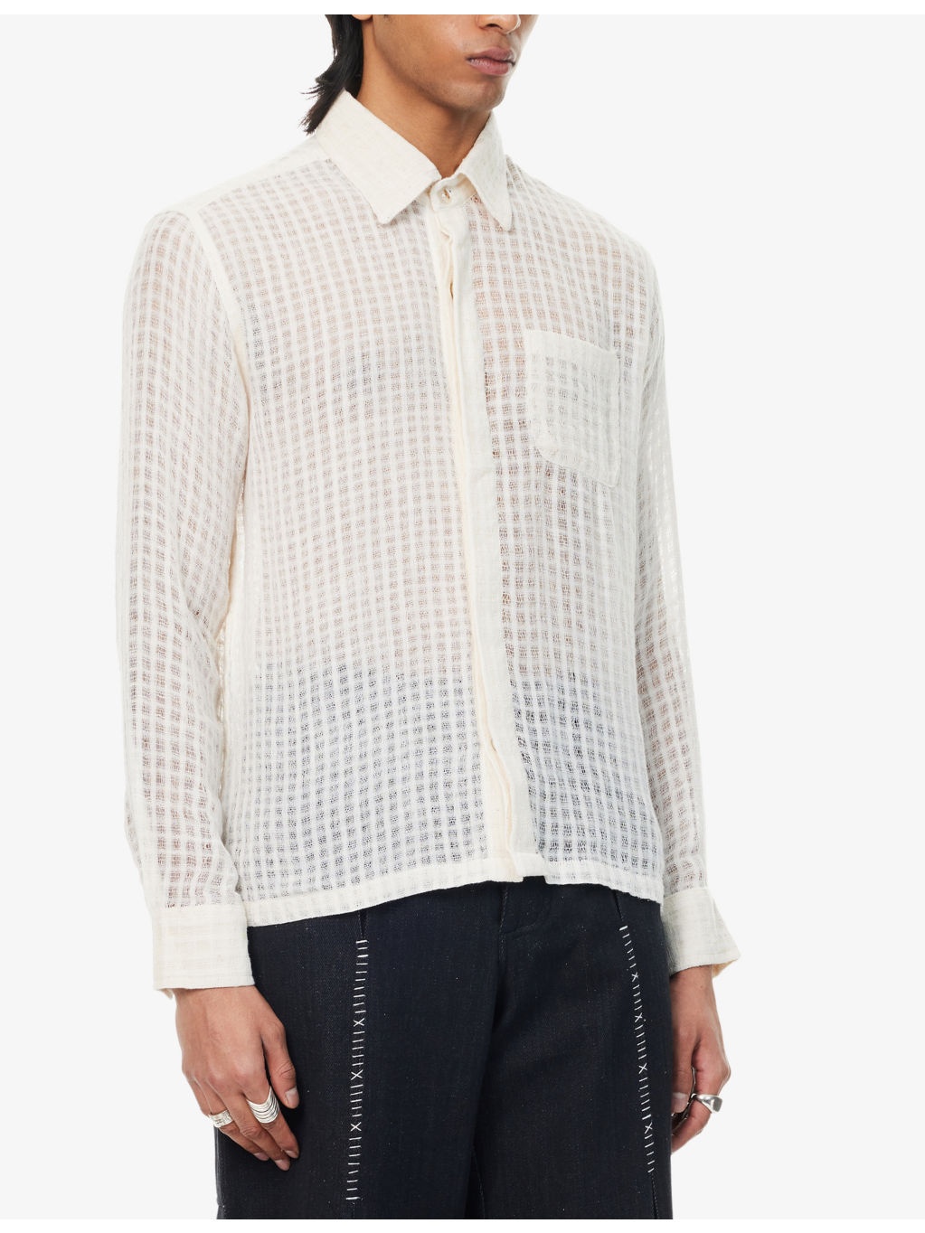 Semi-Sheer Boxy-Fit Cotton Shirt - 3