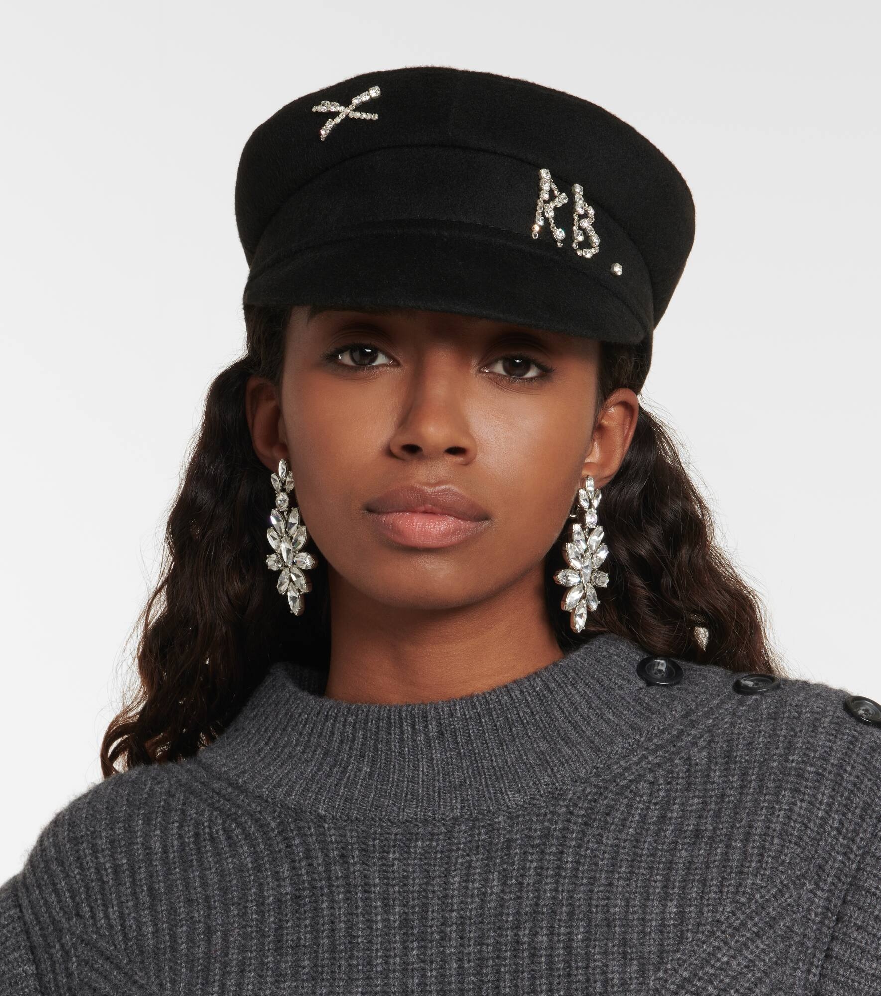 Embellished wool baker boy cap - 2