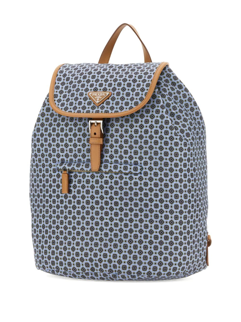 printed-pattern leather-trimmed backpack - 3
