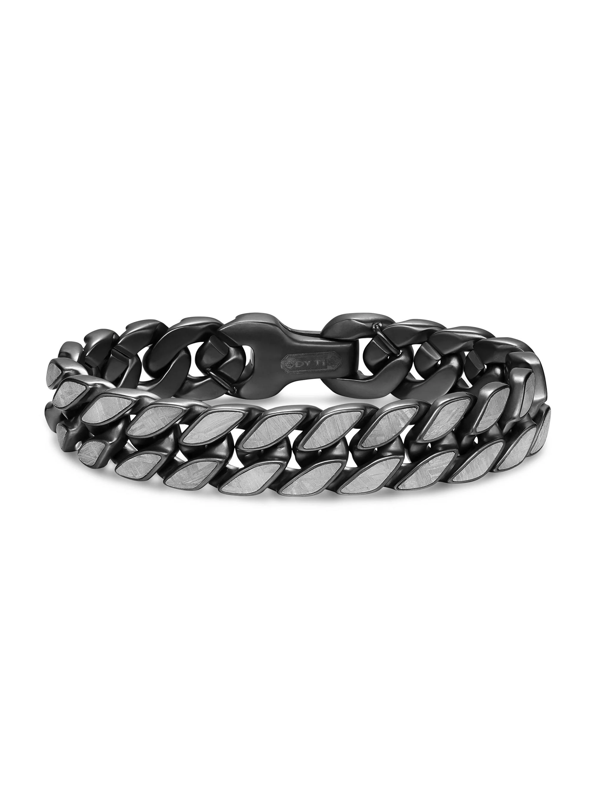 Men's Curb Chain Bracelet in Black Titanium - Meteorite - 1