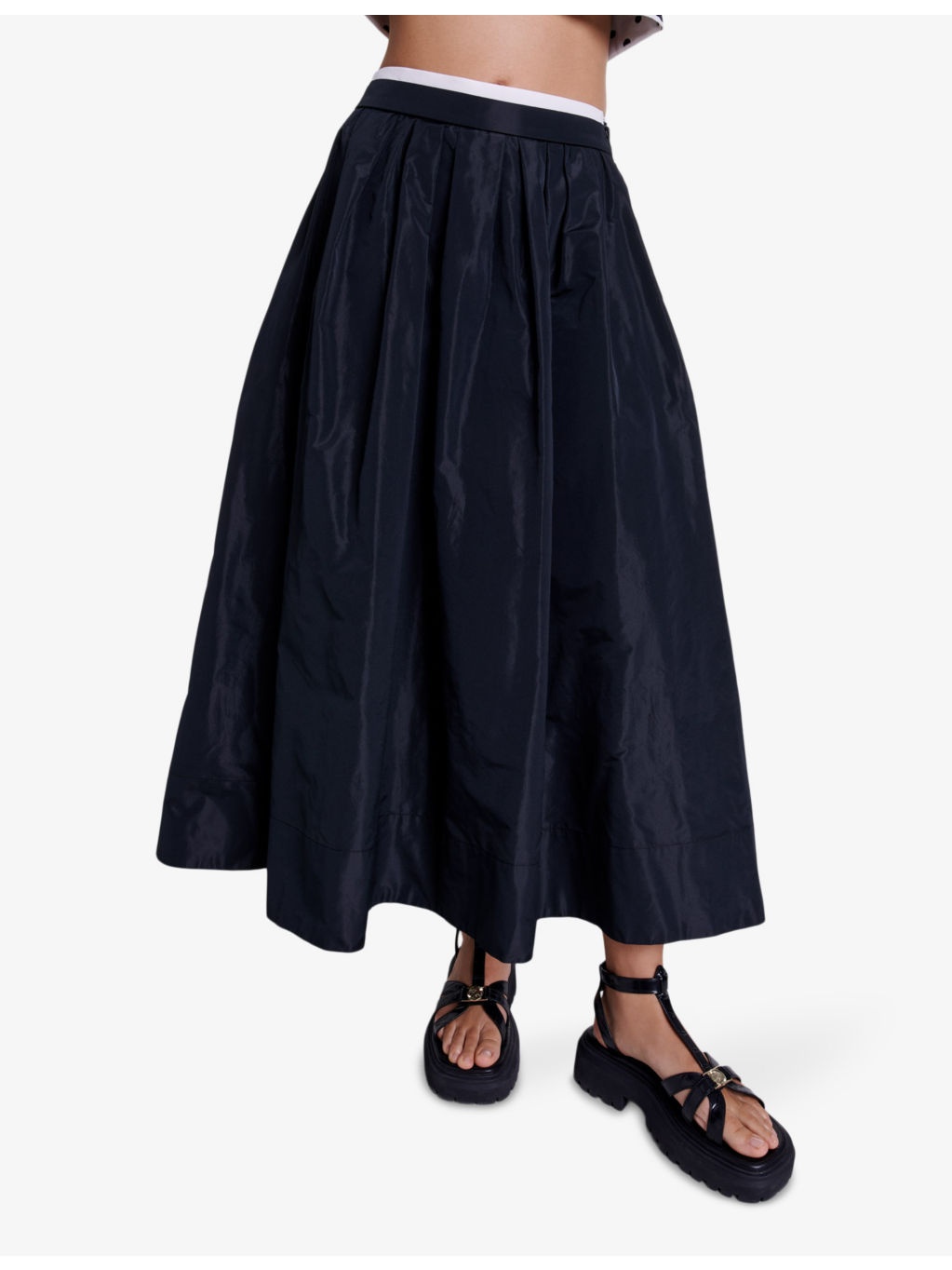 Flared-skirt high-rise woven maxi skirt - 3