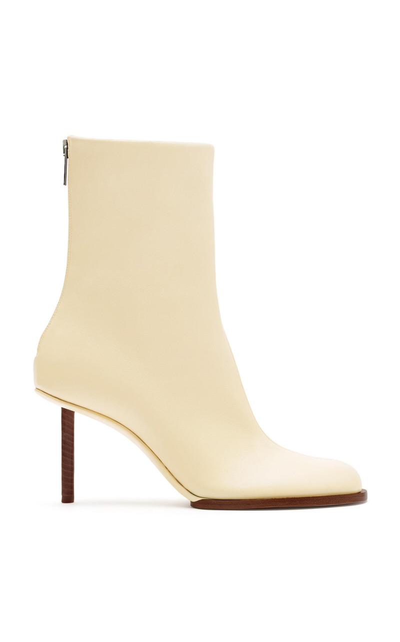 Rond Carre Leather Ankle Boots ivory - 1