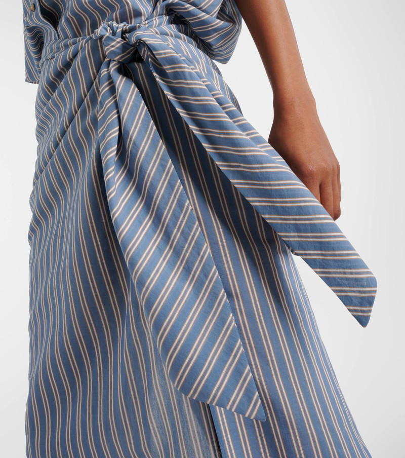 Striped cotton and silk wrap skirt 4