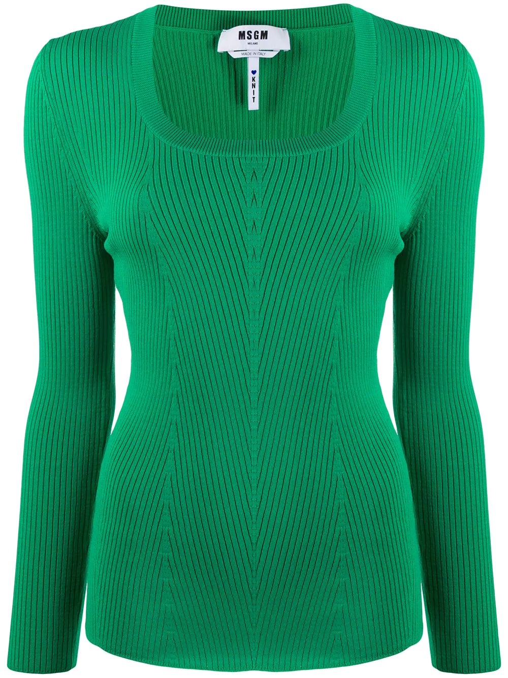 rib knit long-sleeve top - 1