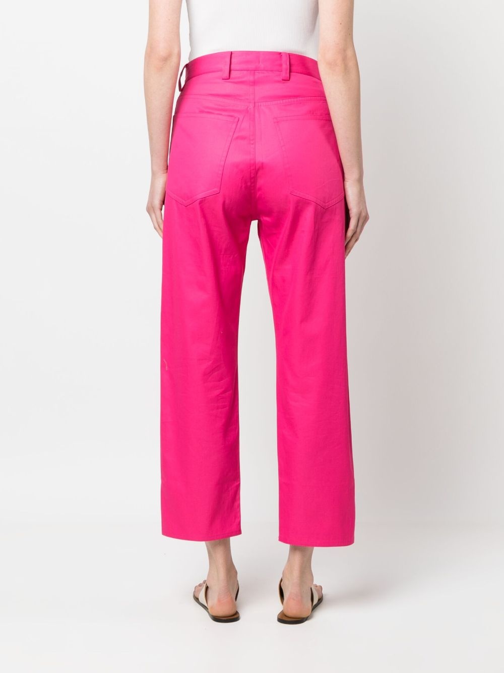 straight-leg cropped cotton trousers - 4