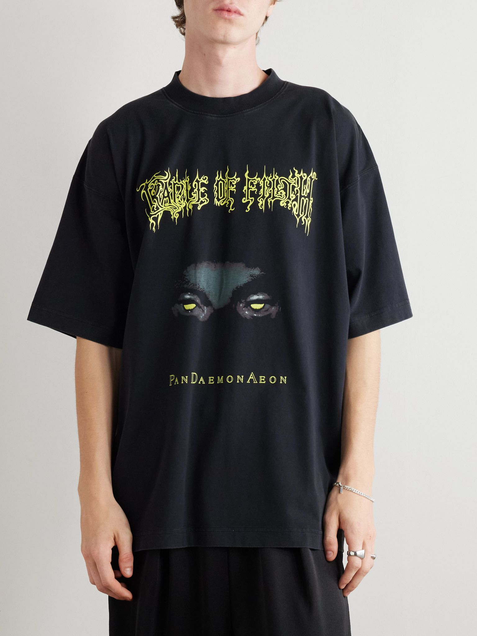 Oversized Printed Cotton-Jersey T-Shirt Black - 3