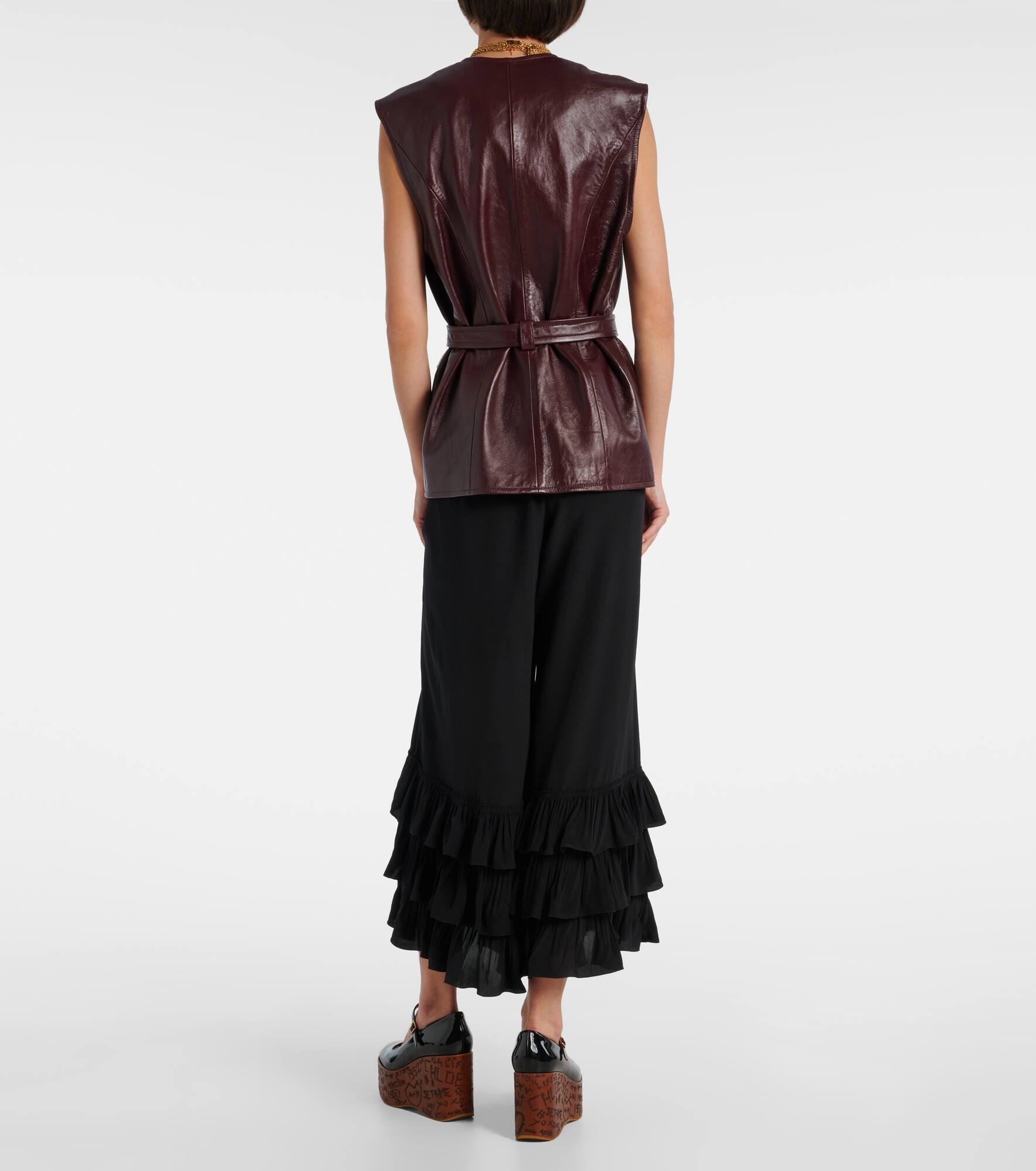 Belted leather vest - 3