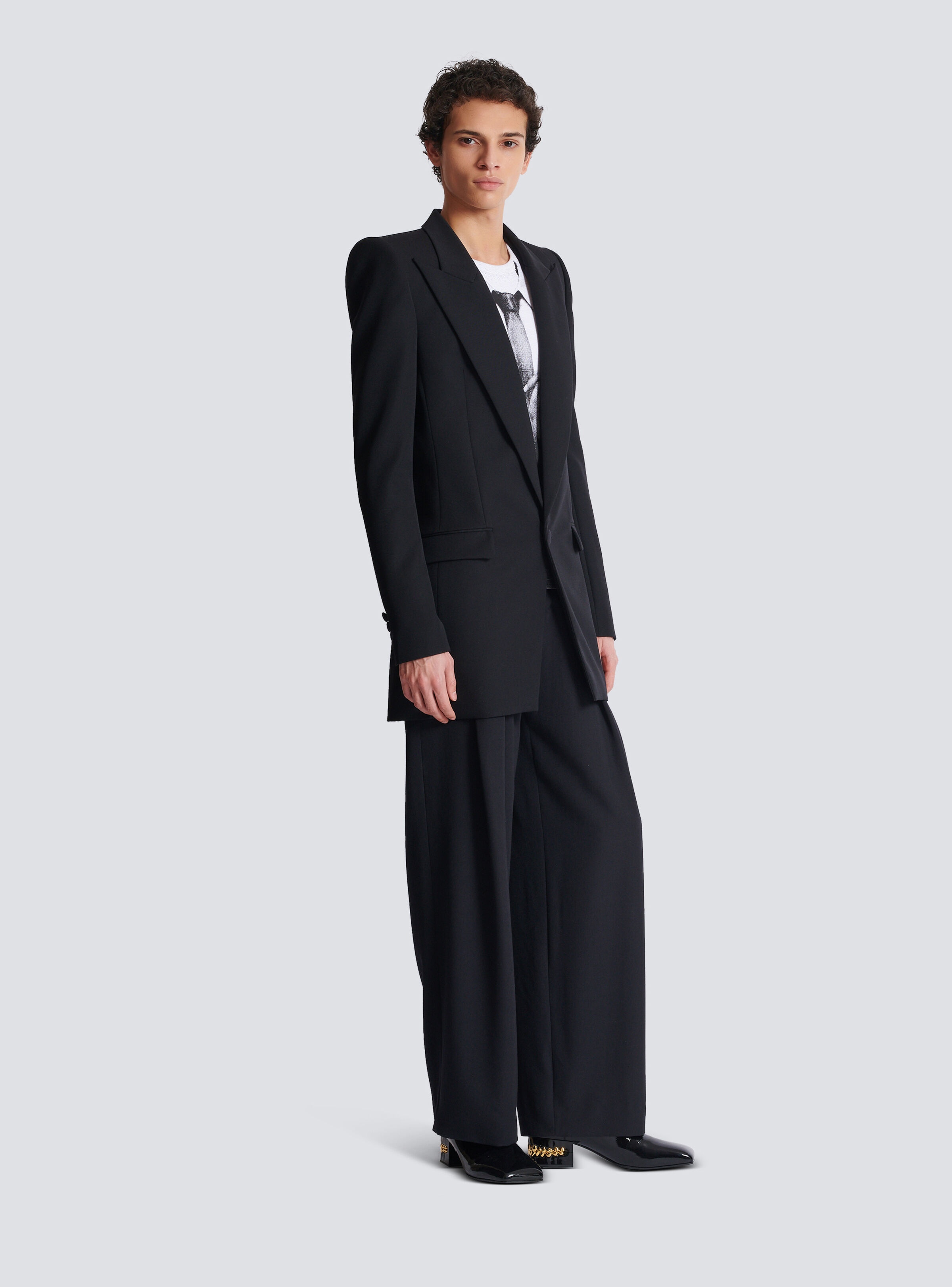 Grain de poudre 1-button jacket with shoulder pads - 3