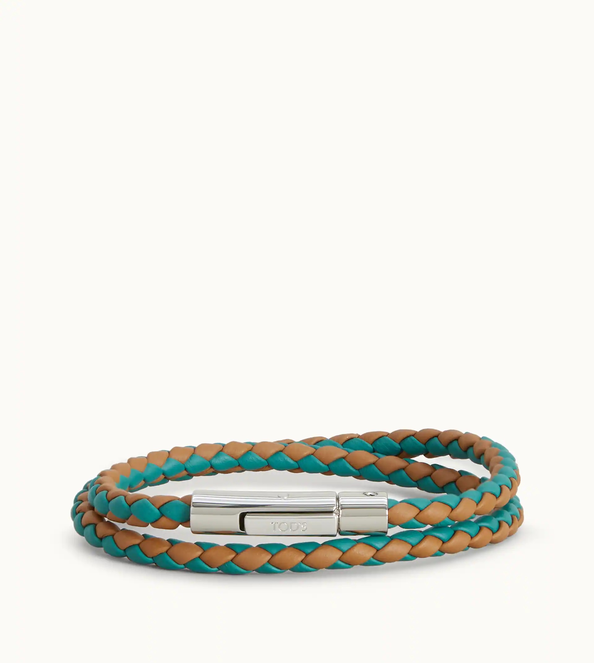 MYCOLORS BRACELET IN LEATHER - LIGHT BLUE, BROWN - 1