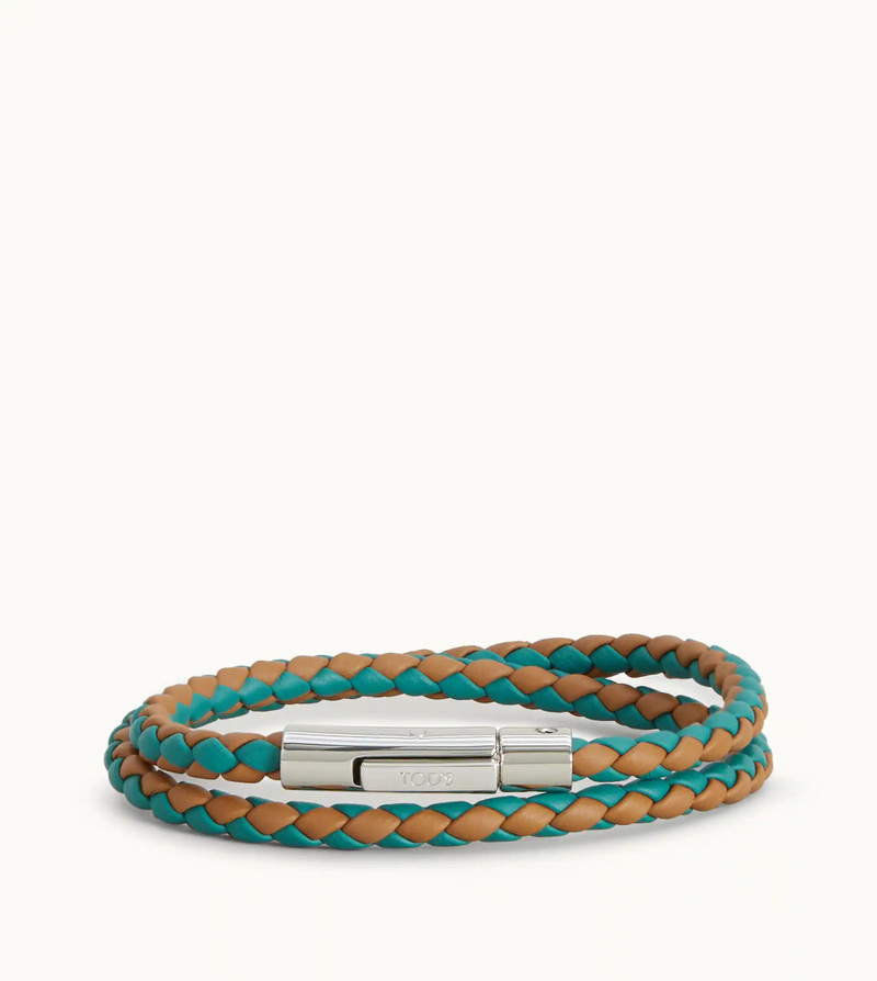 MYCOLORS BRACELET IN LEATHER - LIGHT BLUE, BROWN 1