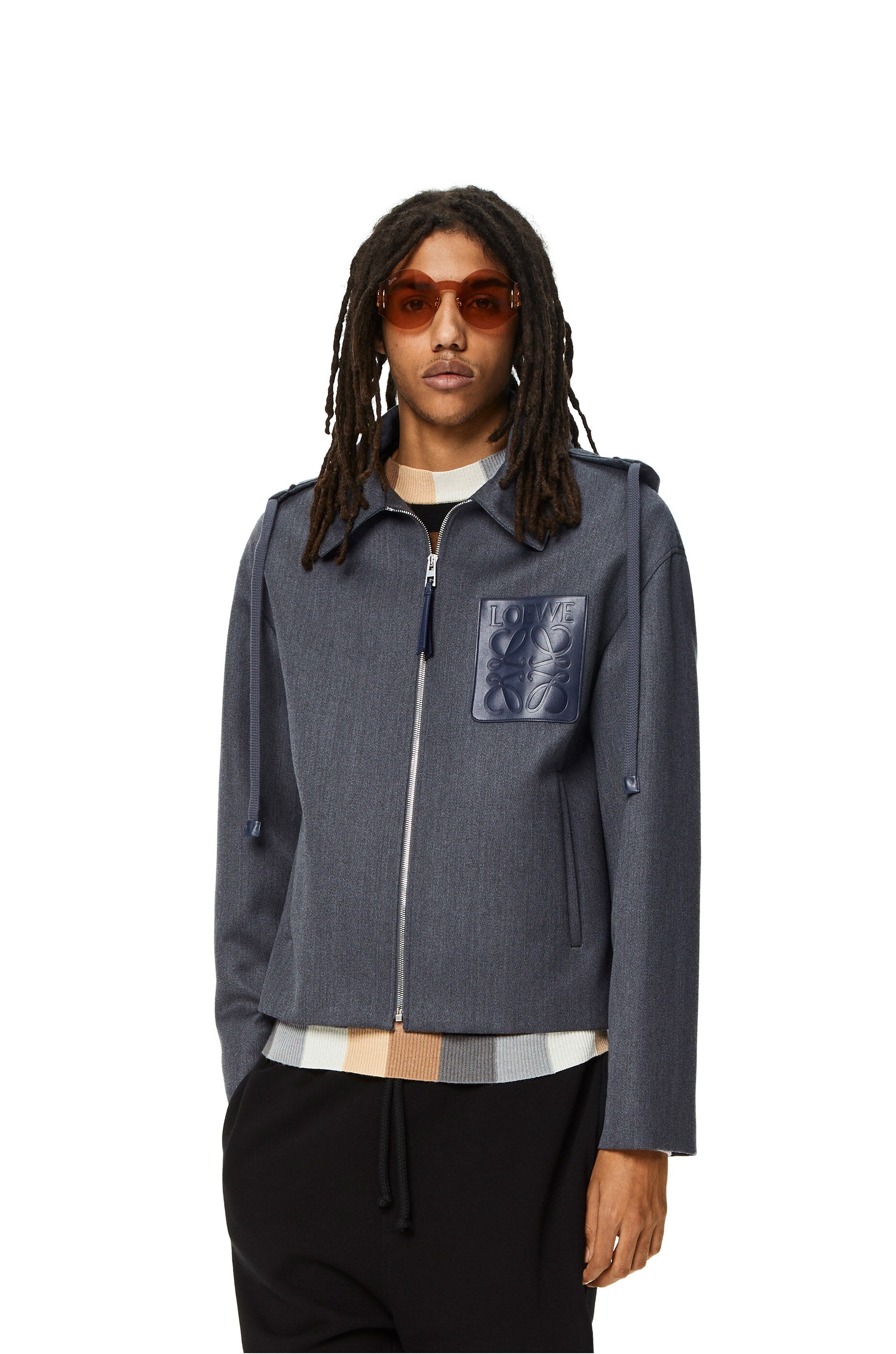 Hooded Anagram zip parka in wool - 3