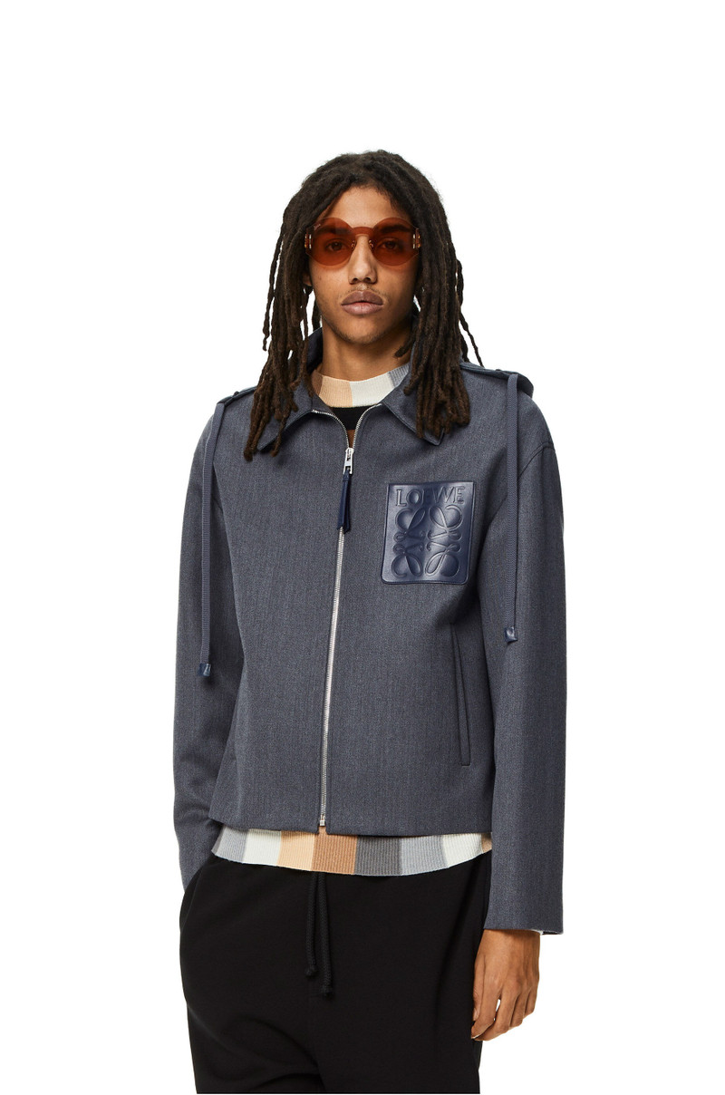 Hooded Anagram zip parka in wool 3