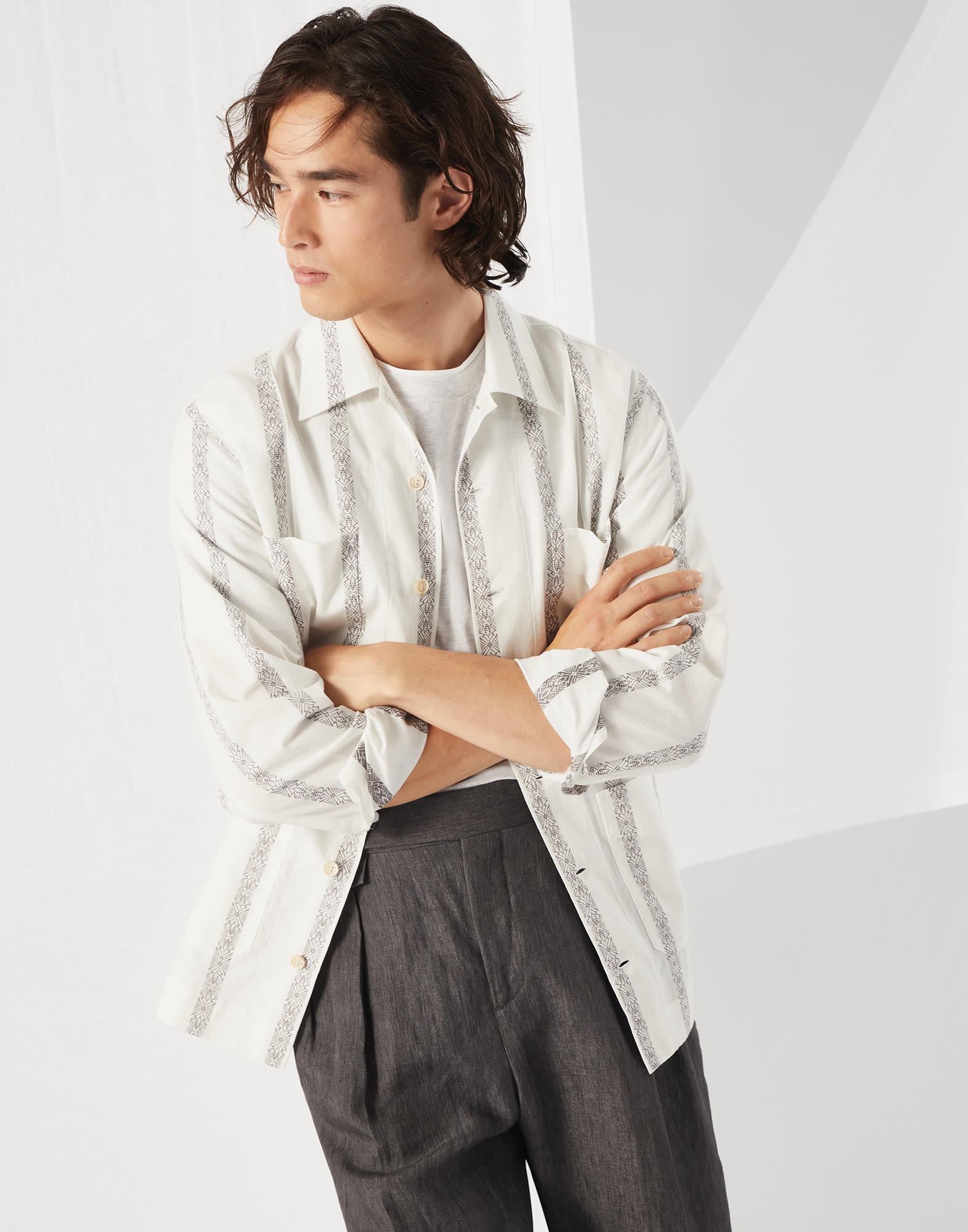 Jacquard stripe easy fit guayabera - 4