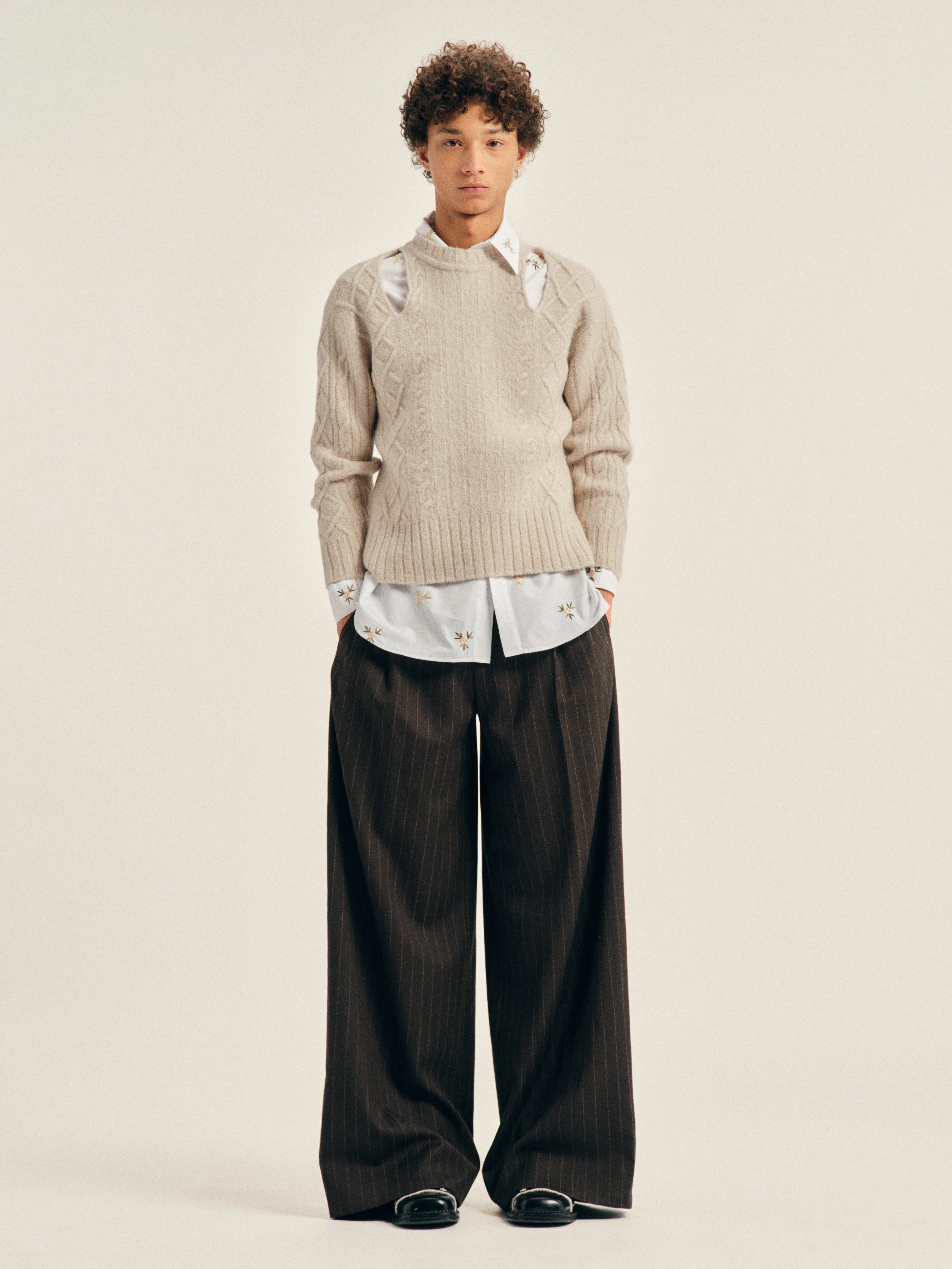 Cable Knit Slash Jumper - 1