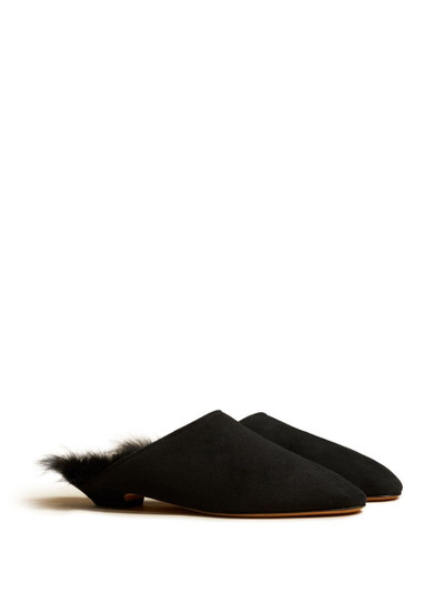 KHAITE The Otto shearling-lined suede mules outlook