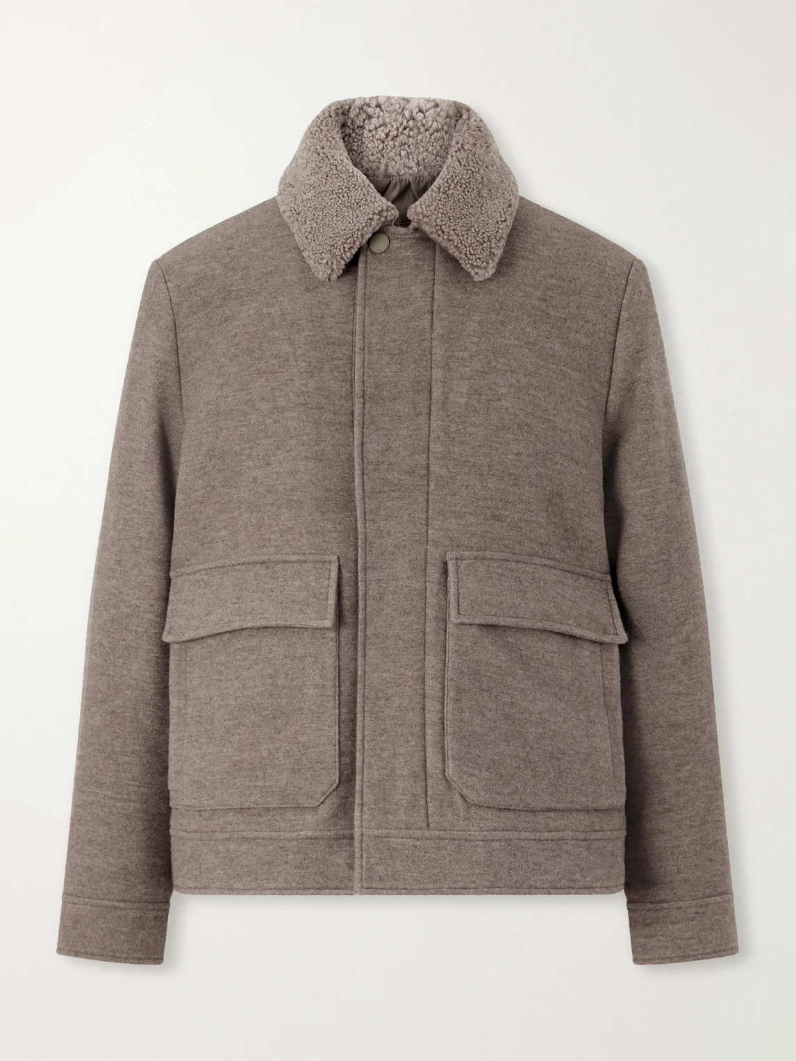 Shearling-Trimmed Wool and Cashmere-Blend Bomber Jacket - 1