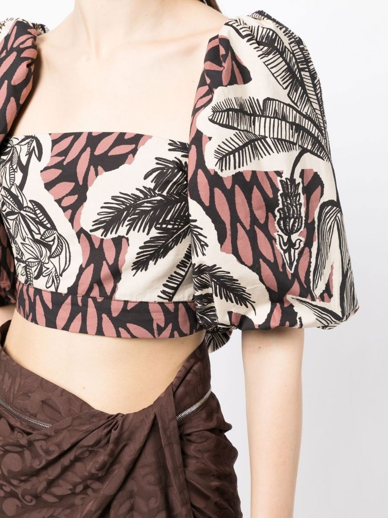 graphic-print puff-sleeve blouse - 5