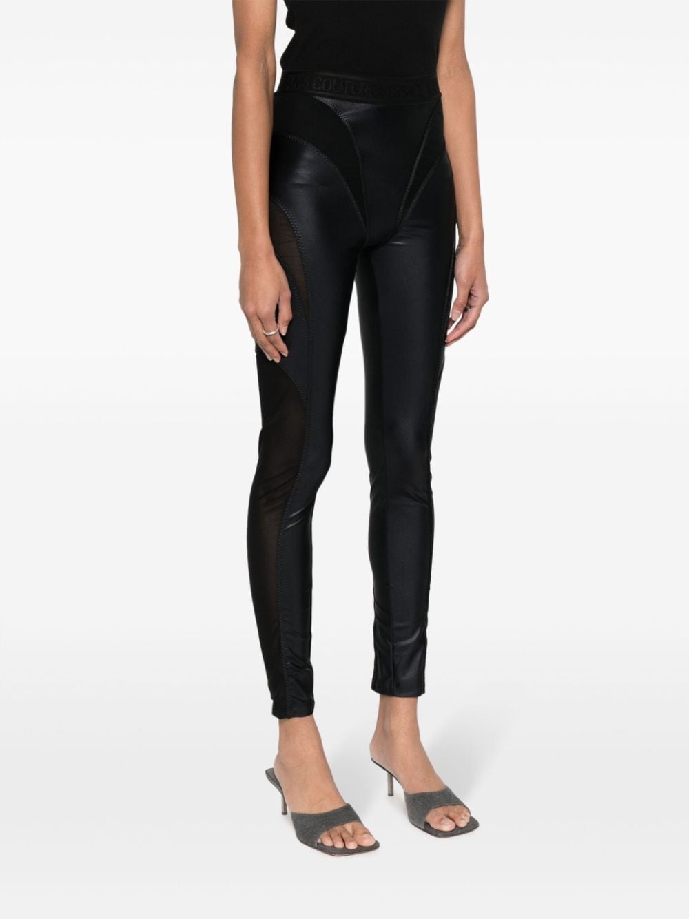 panelled faux-leather leggings - 3