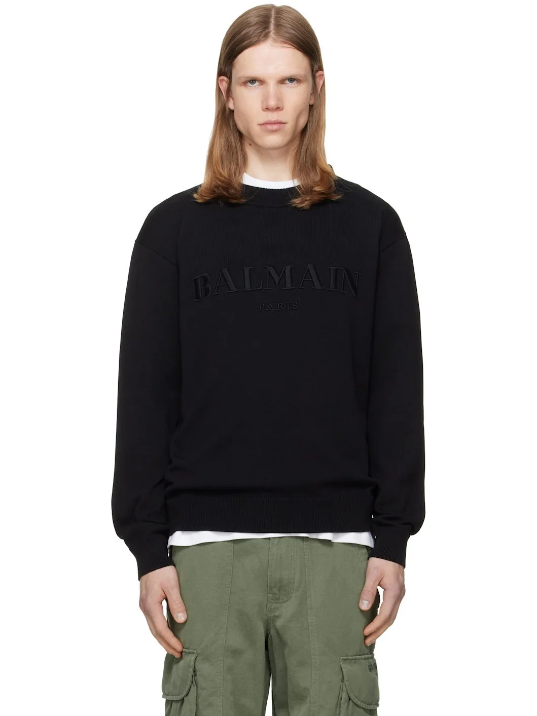 Black Vintage Embroidered Cotton Sweater - 1
