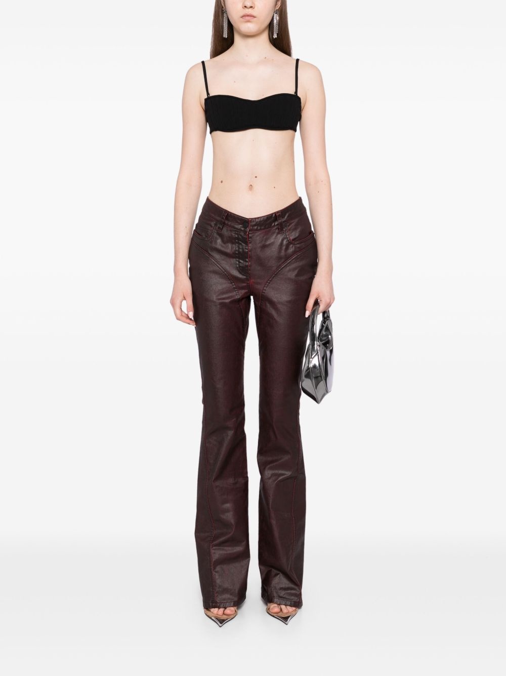 waxed flared jeans - 2