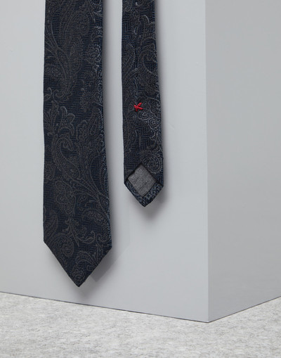 Brunello Cucinelli Silk and virgin wool tie with paisley design outlook