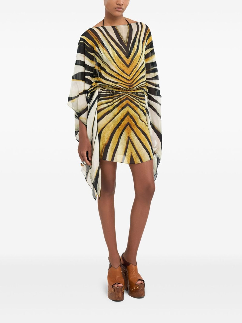 Roberto Cavalli Ray of Gold print chiffon silk dress outlook