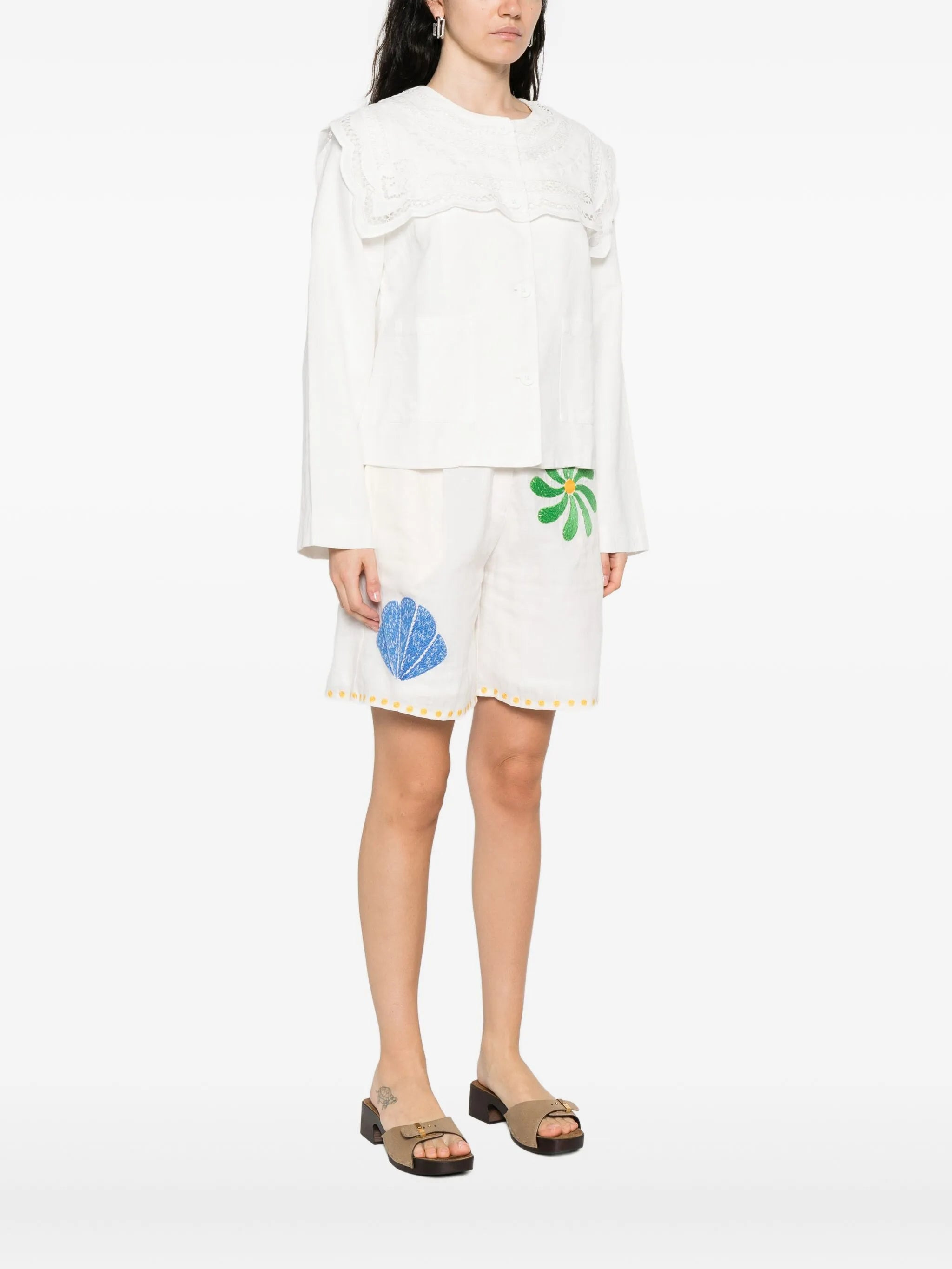 Sea Lace-trimmed Linen-cotton Jacket - 2