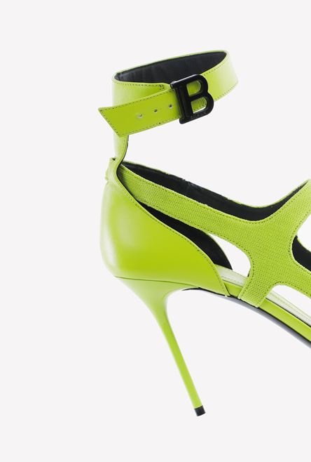 Lime green leather and knit Selena sandals - 6