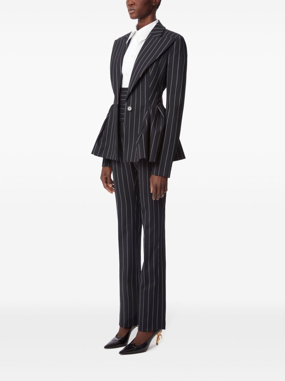 pinstripe peplum blazer - 3