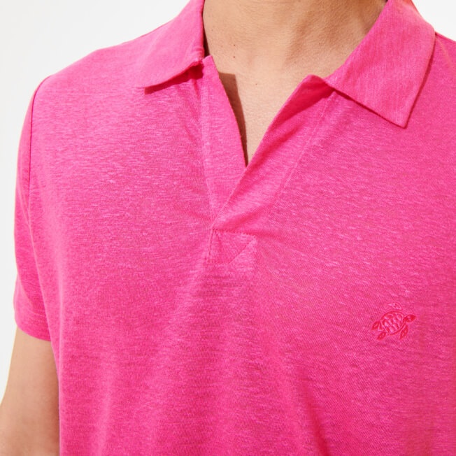 Men Linen Jersey Polo Shirt Solid - 5