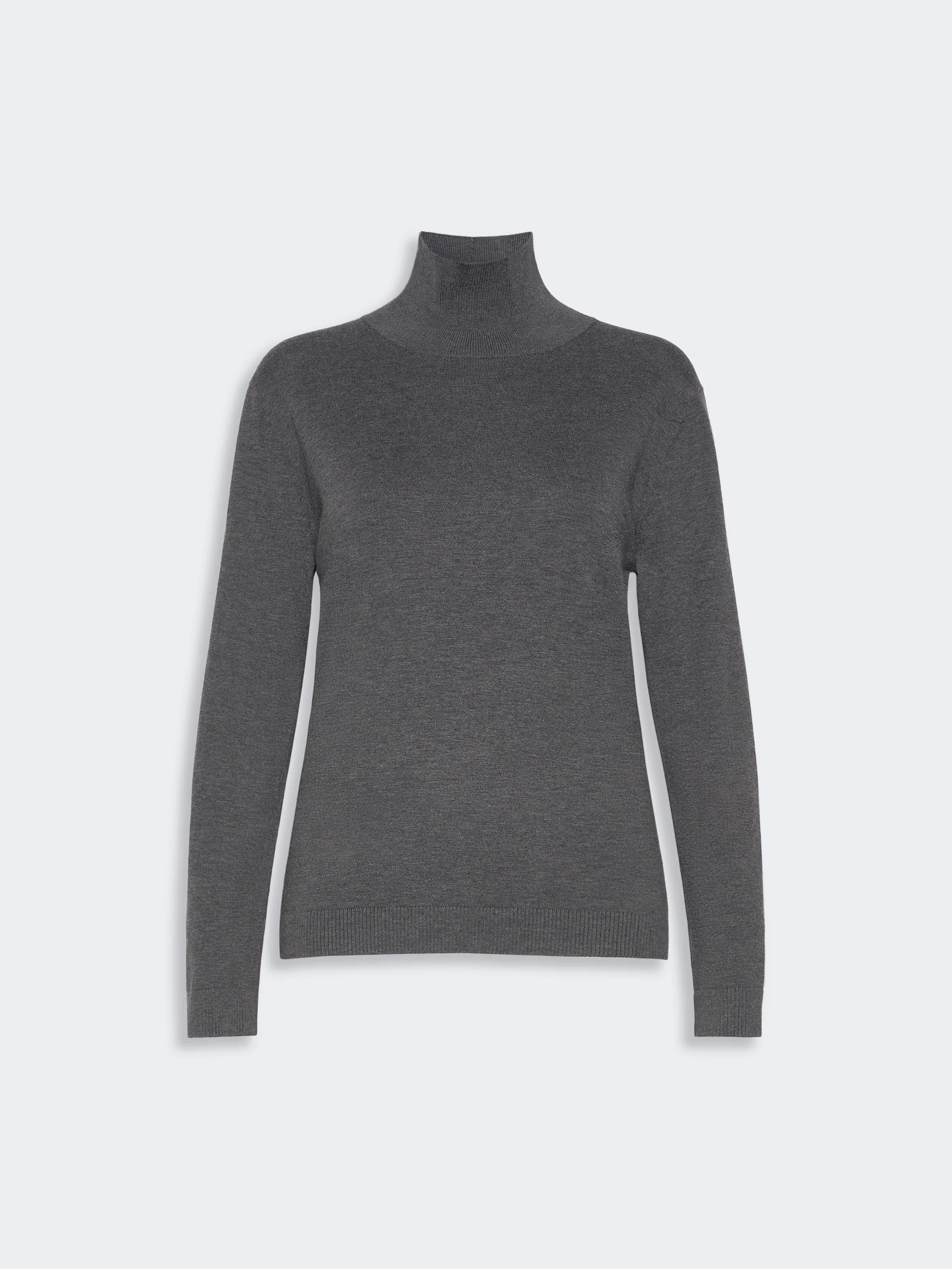 KIKU Wool and silk knit turtleneck - DARK GREY - 1