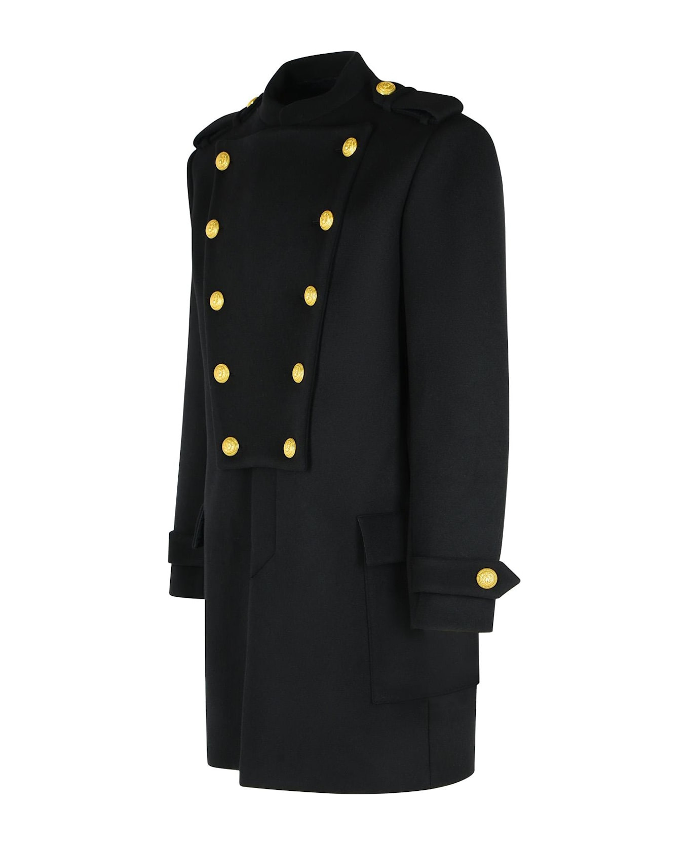 Black Wool And Cashmere Coat - 2