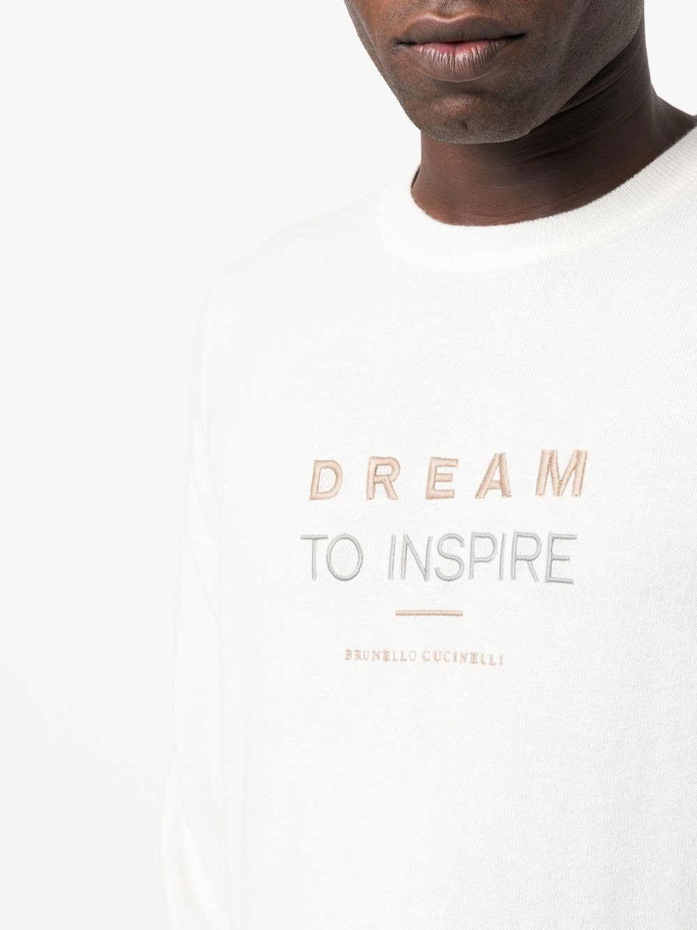 embroidered-slogan cashmere jumper - 5