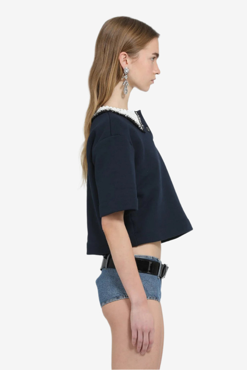 CROP POLO WITH EMBROIDERED COLLAR 3