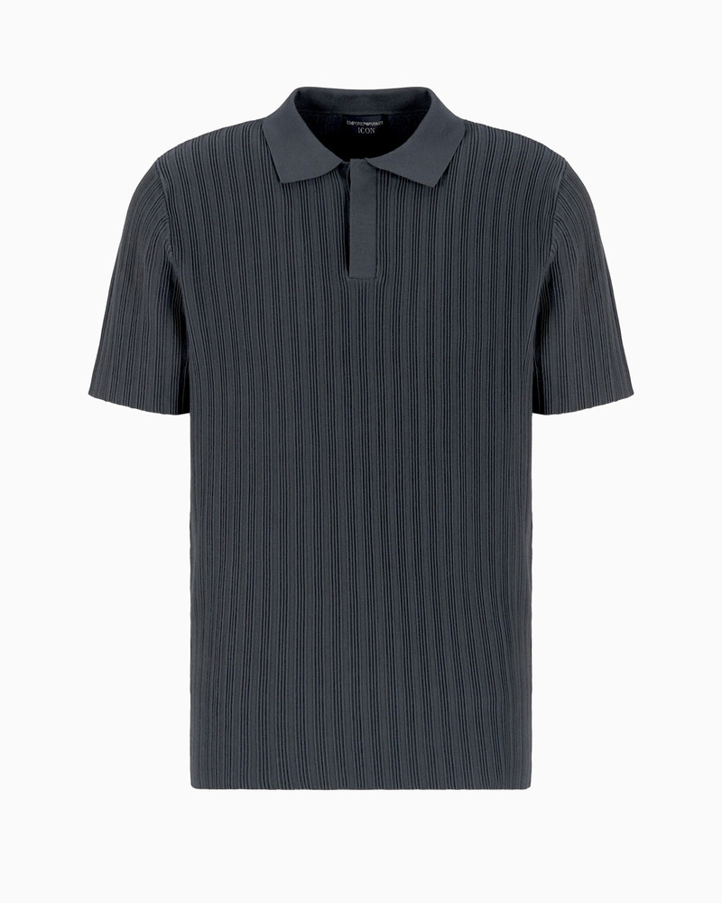 ICON VERTICAL OTTOMAN-STITCH VISCOSE POLO-NECK JUMPER 1