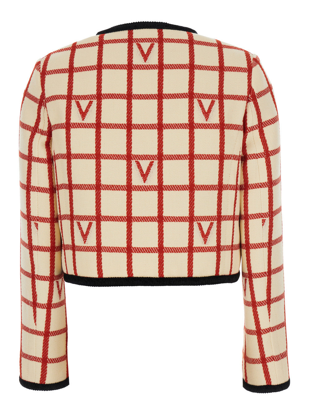 Valentino Women Multicolor Jacket With Checked Motif And Contrast Trim In Wool And Cotton Blend Woma - 2