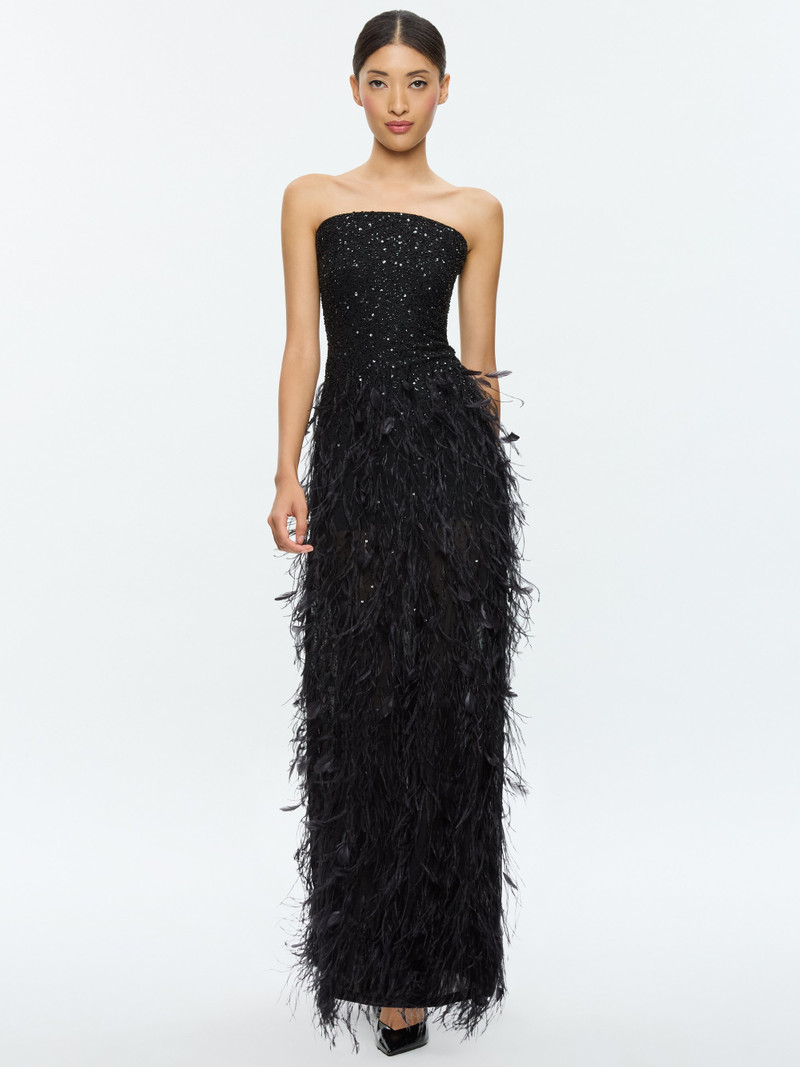 DELORA EMBELLISHED STRAPLESS GOWN WITH FEATHERS 6