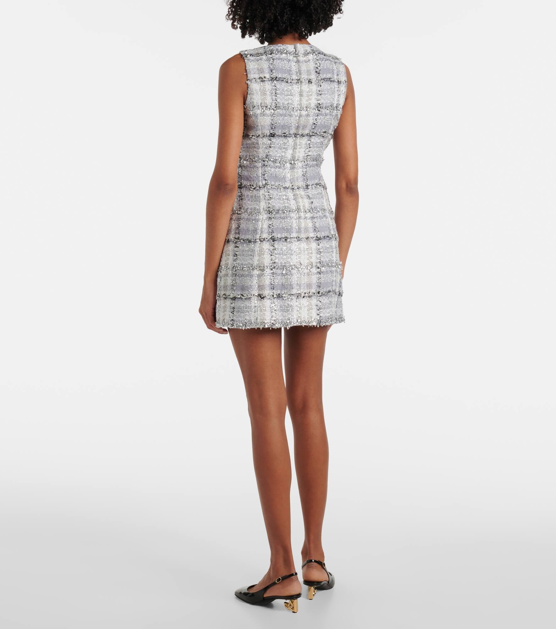 Checked lamé tweed minidress - 3