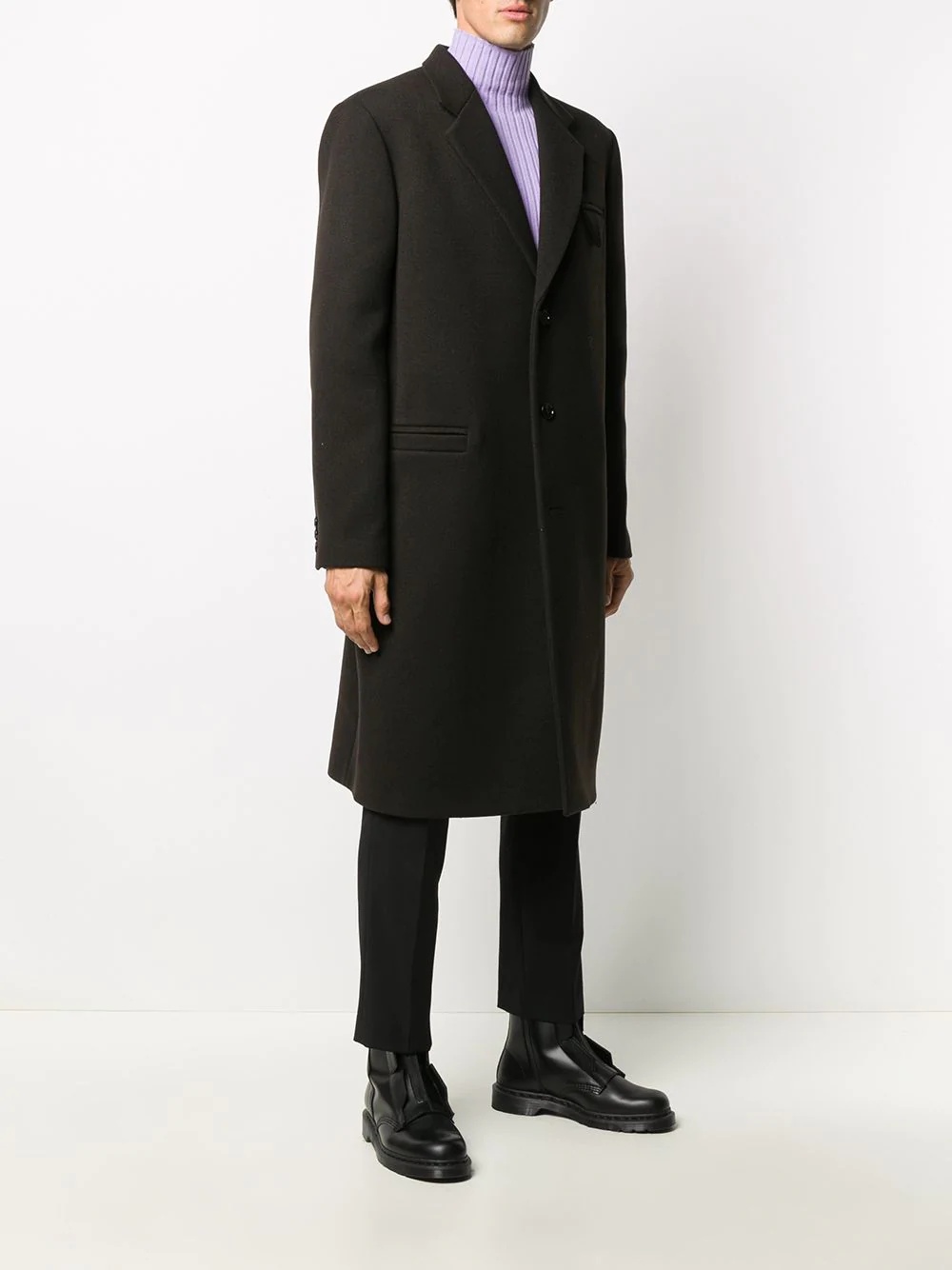 single-breasted wool coat - 3